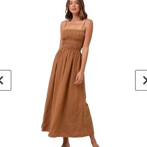 Rhythm Classic scrunch Midi Dress - Tan